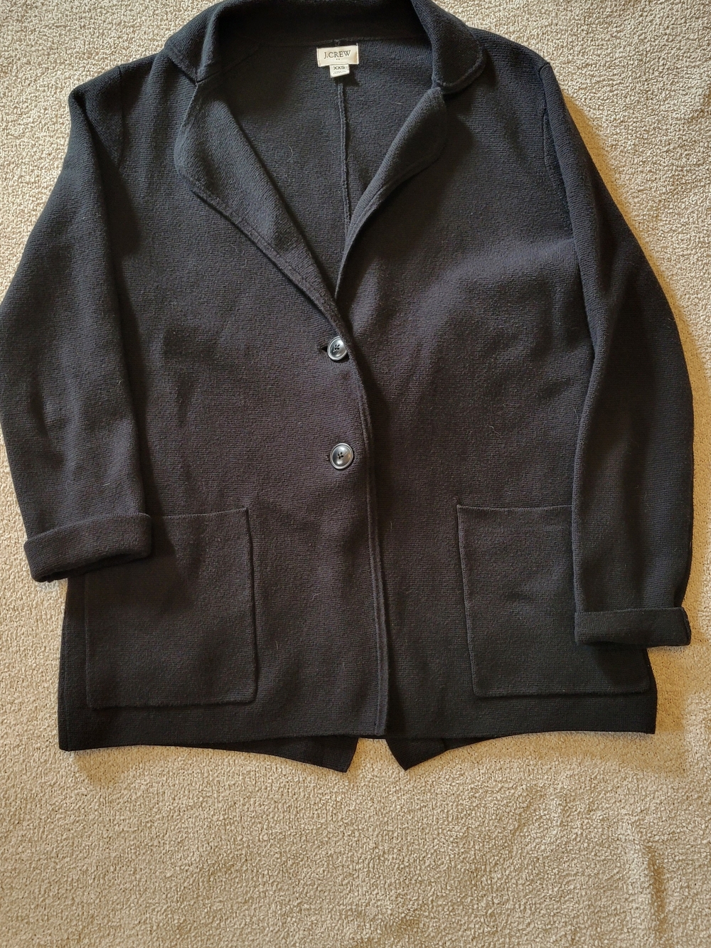 J. Crew Women's Black Knit Blazer Jacket 100% Cotton XXS
